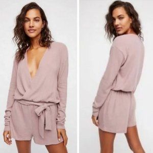Free People Beach Sandbar Romper in Mauve Soft Knit